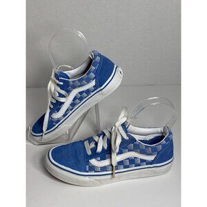 Vans Blue & White Checkerboard Old Skool Sneakers Youth Size 3 Lace-Up Suede Can